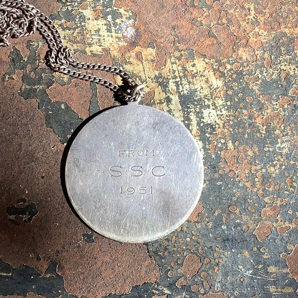 Vintage 1950s Silver Plate Monogrammed Large Charm - Picture 6 of 6